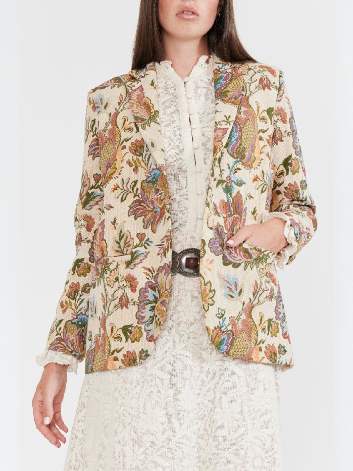 Amber Blazer | Rainbow Floral Jacquard Amber Blazer | Rainbow Floral Jacquard