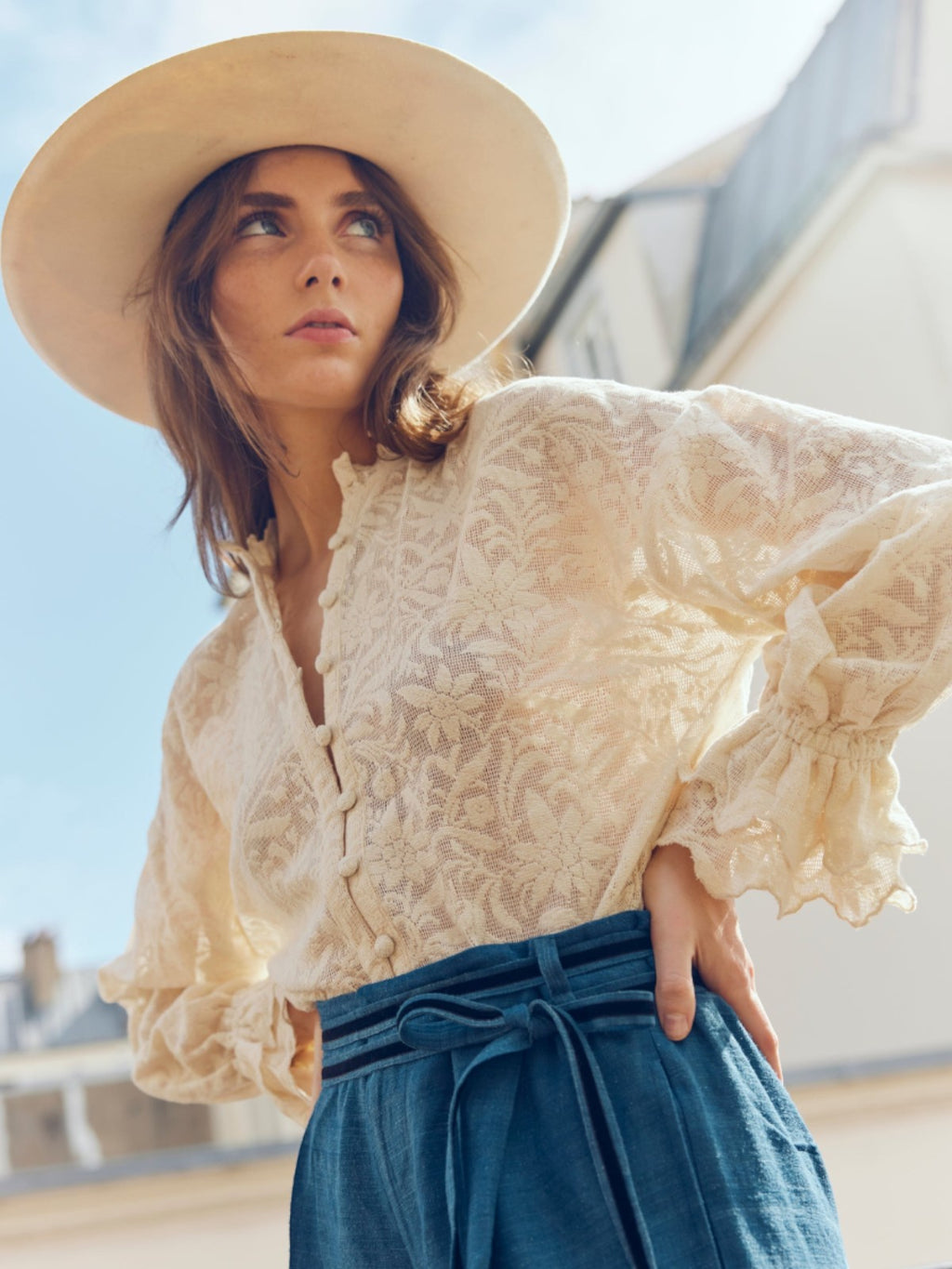 Bellissima Buttondown | Ivory Crochet Lace