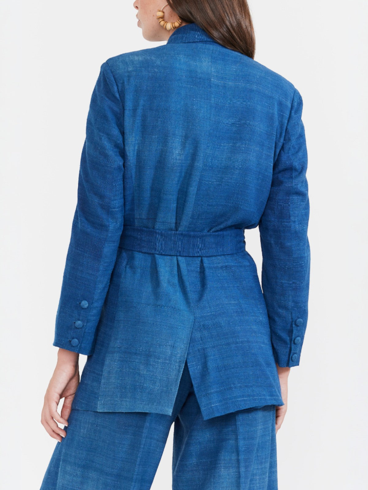 Blazer With Waist Tie | Maati Indigo Silk Blazer With Waist Tie | Maati Indigo Silk