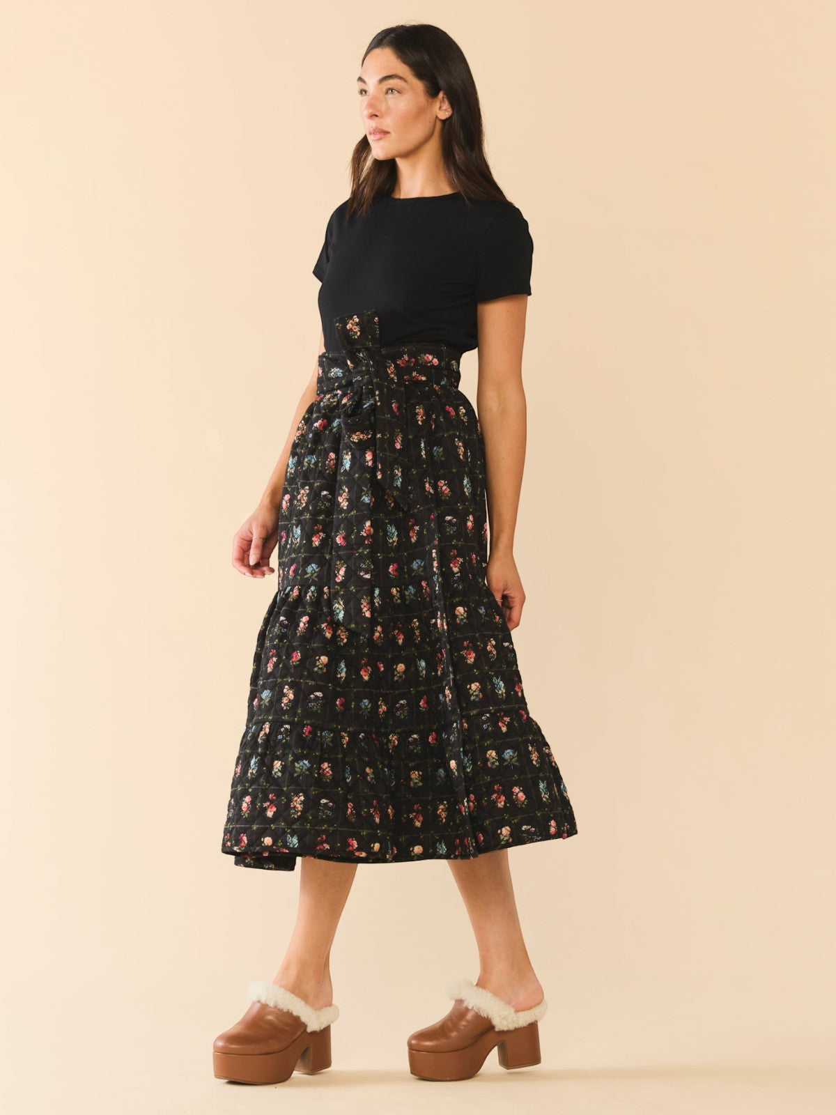 Celine Skirt | Quilted Florence Black Floral