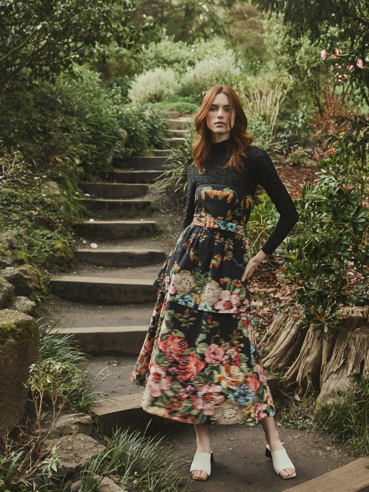 Daisy Dress | Black Victorian Floral Daisy Dress | Black Victorian Floral