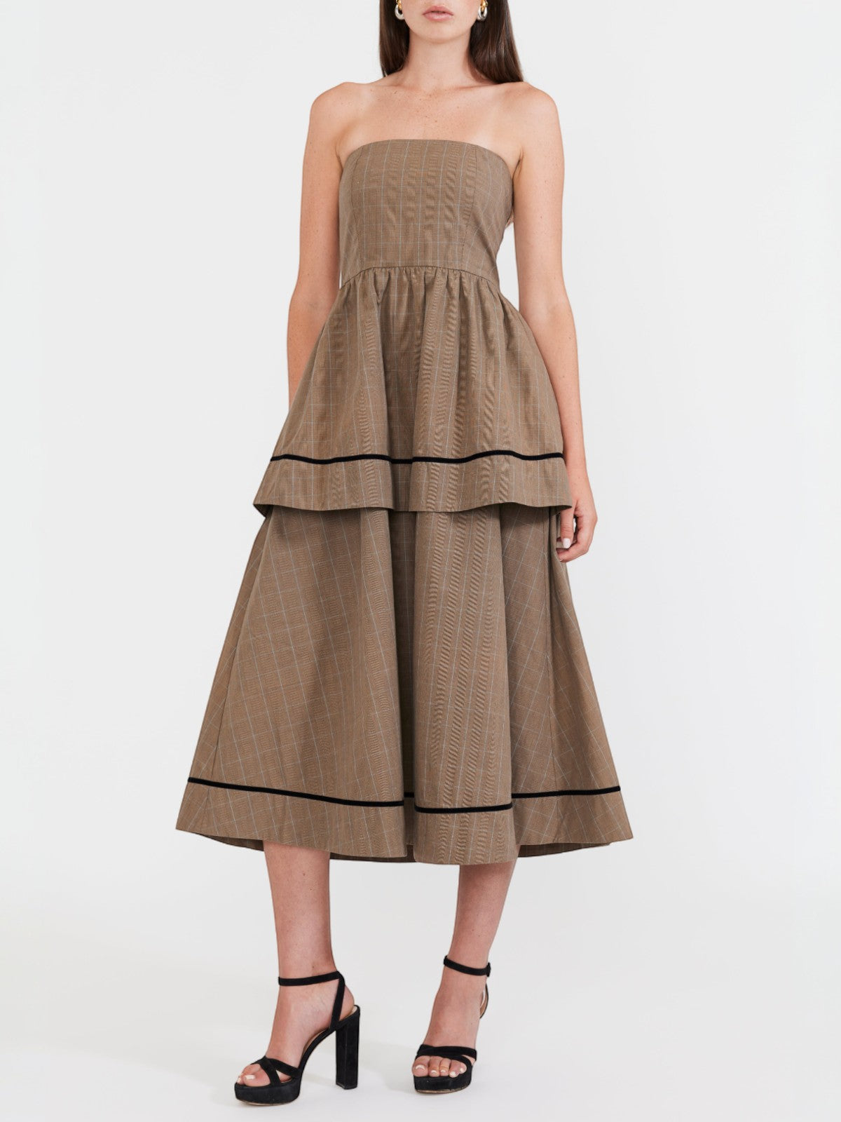 Daisy Dress | Coco Check with Baby Blue Pinstripe