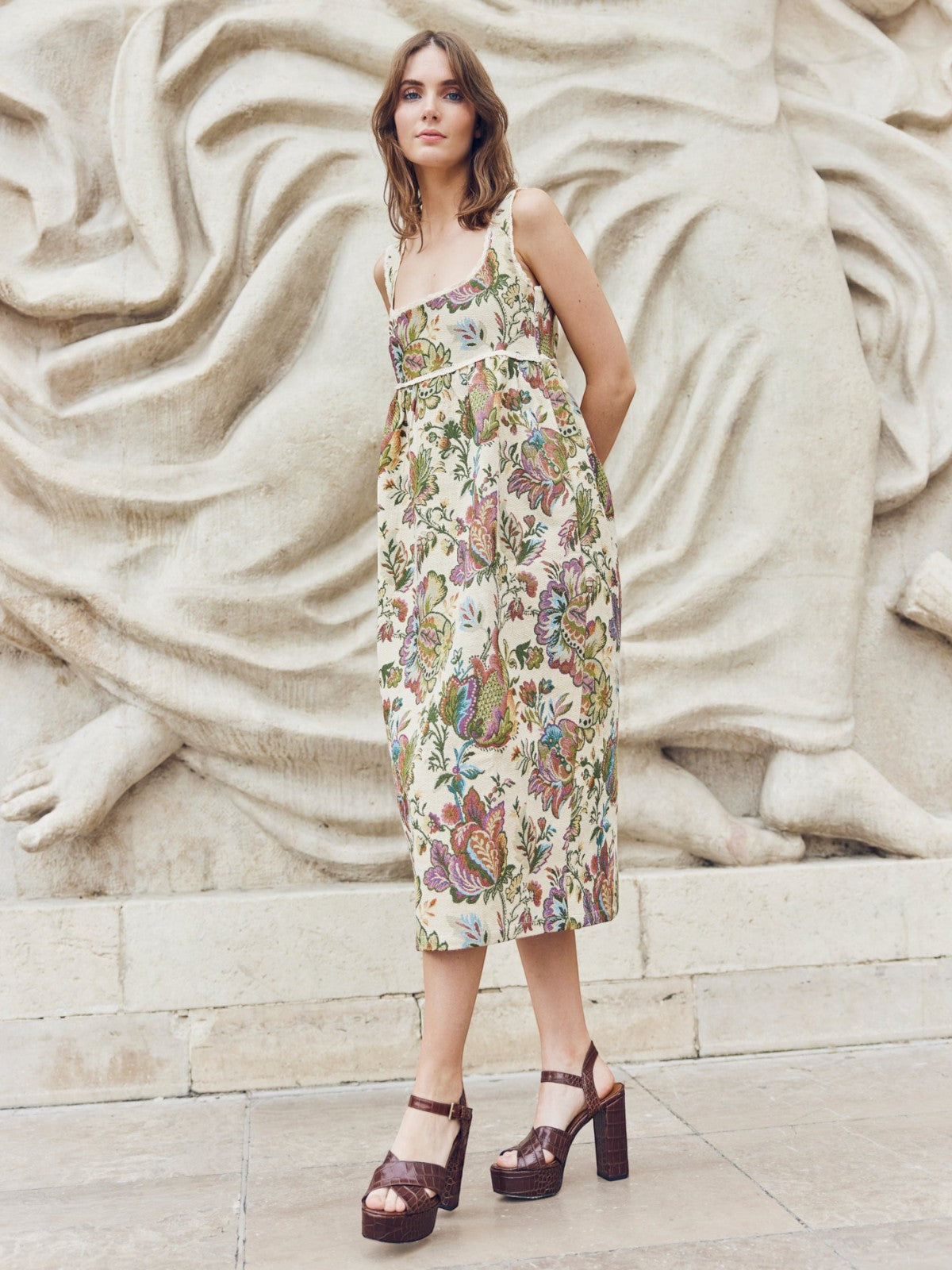 Emily Midi Dress | Rainbow Floral Jacquard Emily Midi Dress | Rainbow Floral Jacquard