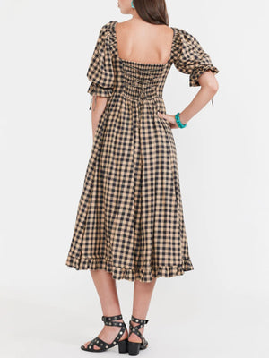 Grace Midi Dress | Black & Tan Check Grace Midi Dress | Black & Tan Check