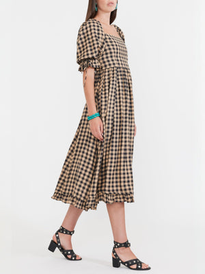 Grace Midi Dress | Black & Tan Check Grace Midi Dress | Black & Tan Check