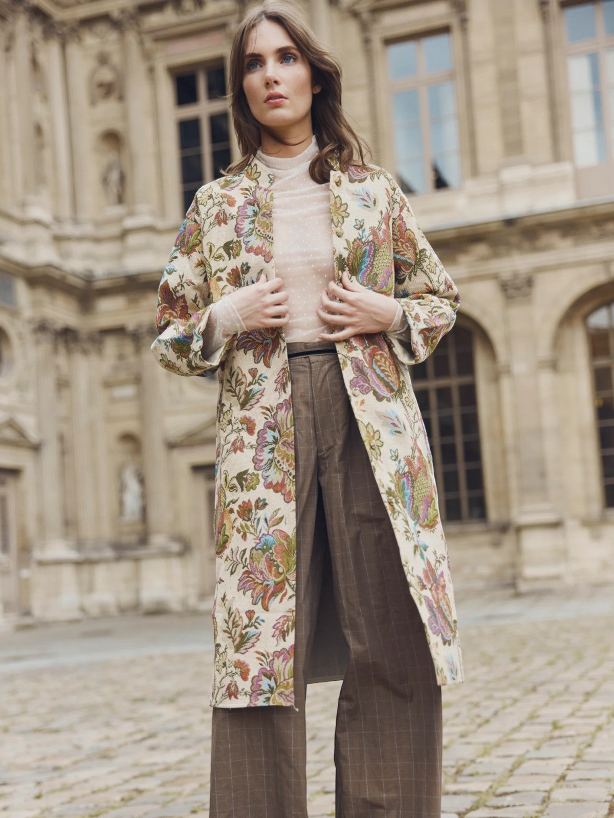 Janean Midi Jacket | Rainbow Floral Jacquard Janean Midi Jacket | Rainbow Floral Jacquard