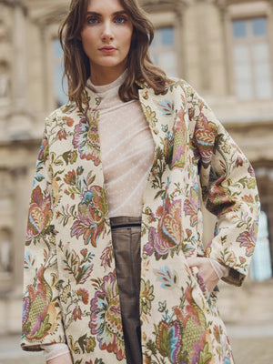 Janean Midi Jacket | Rainbow Floral Jacquard Janean Midi Jacket | Rainbow Floral Jacquard