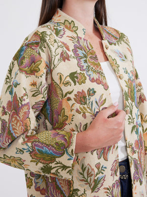 Janean Midi Jacket | Rainbow Floral Jacquard Janean Midi Jacket | Rainbow Floral Jacquard