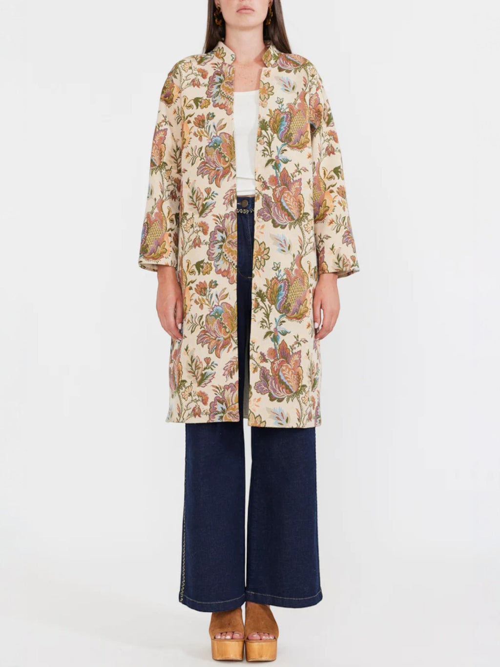 Janean Midi Jacket | Rainbow Floral Jacquard