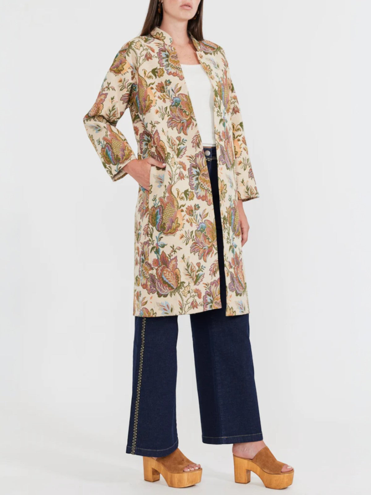 Janean Midi Jacket | Rainbow Floral Jacquard Janean Midi Jacket | Rainbow Floral Jacquard