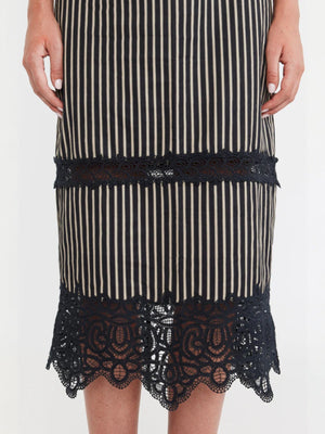 Lacey Midi Skirt | Black & Khaki Stripe Lacey Midi Skirt | Black & Khaki Stripe