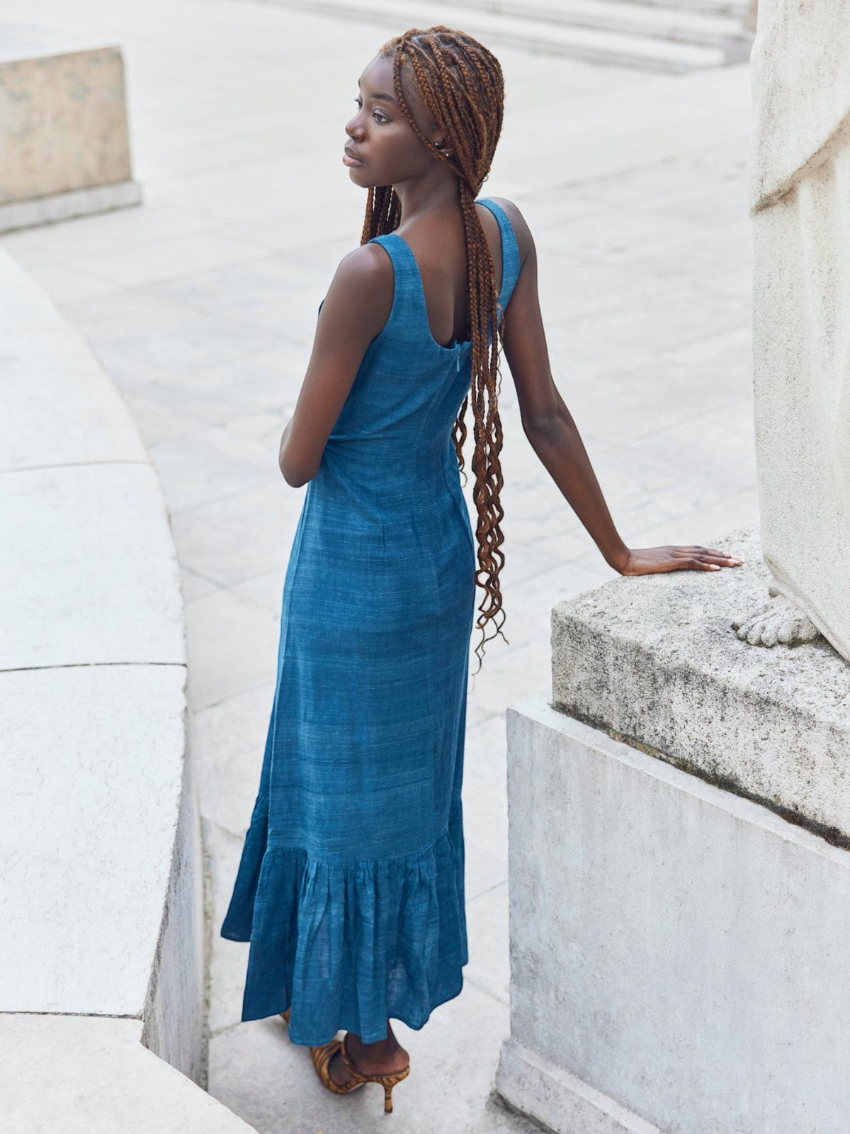 Meg Midi Dress | Maati Indigo Silk