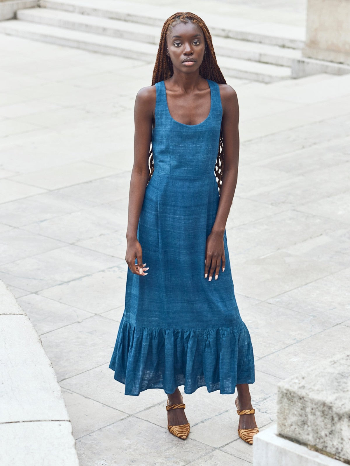 Meg Midi Dress | Maati Indigo Silk Meg Midi Dress | Maati Indigo Silk