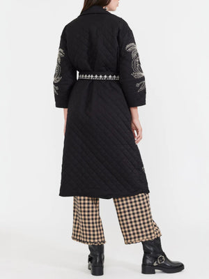 Palak Embroidered Quilted Wrap Jacket | Black Palak Embroidered Quilted Wrap Jacket | Black