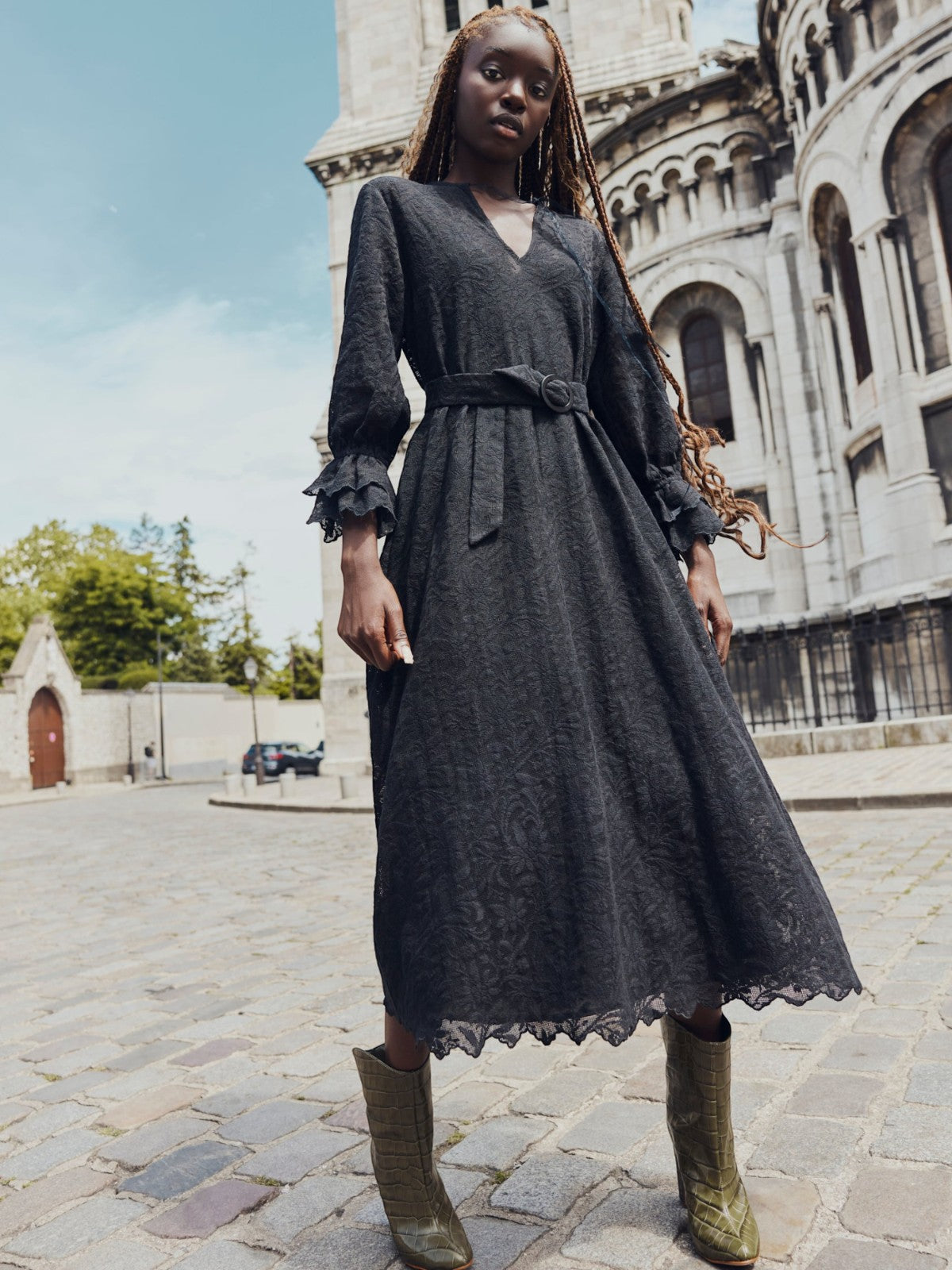 Penny Midi Dress | Black Crochet Lace Penny Midi Dress | Black Crochet Lace