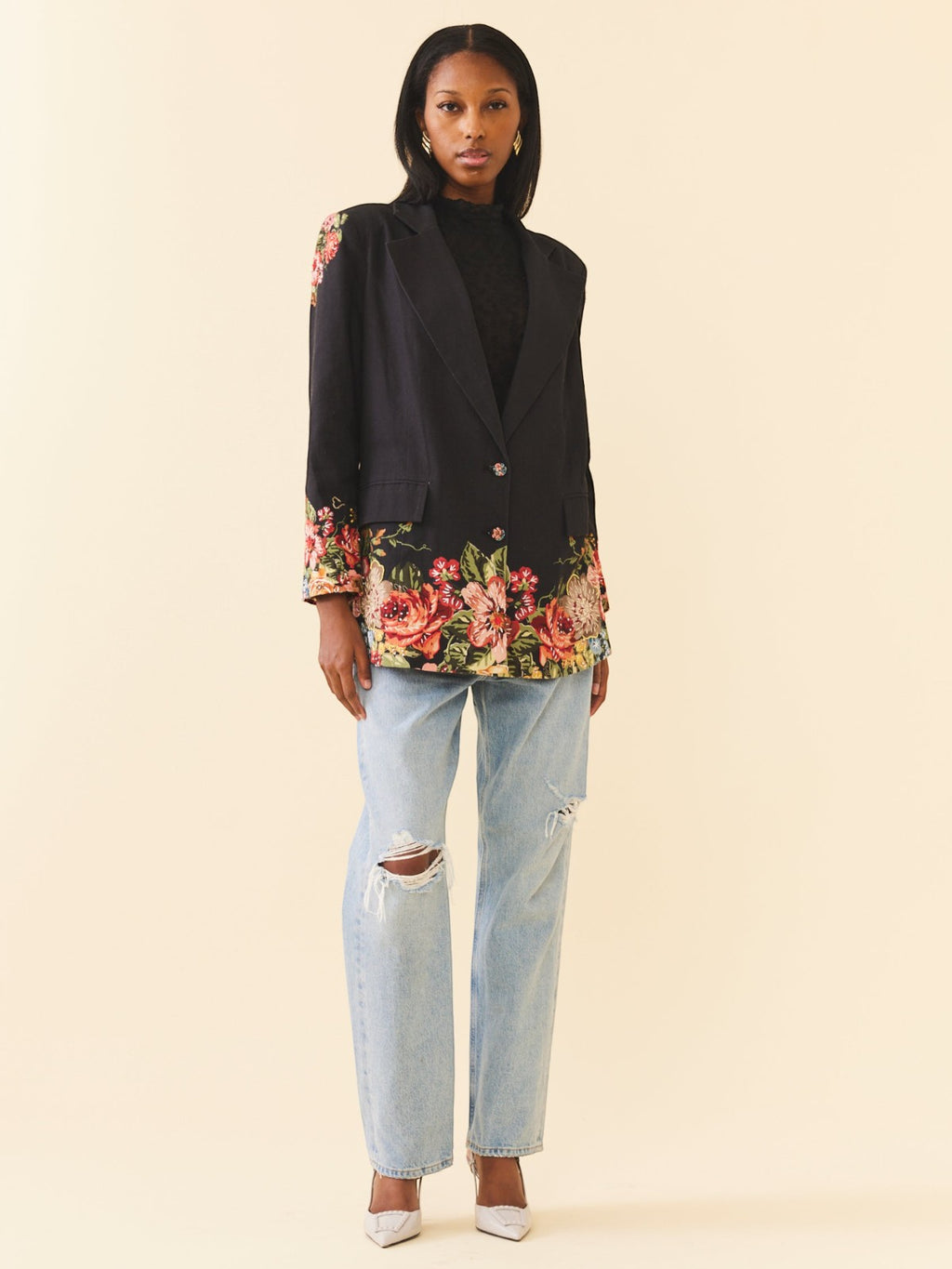 Sloan Blazer | Black Victorian Floral