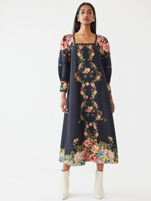 Tara Dress | Black Victorian Floral Tara Dress | Black Victorian Floral