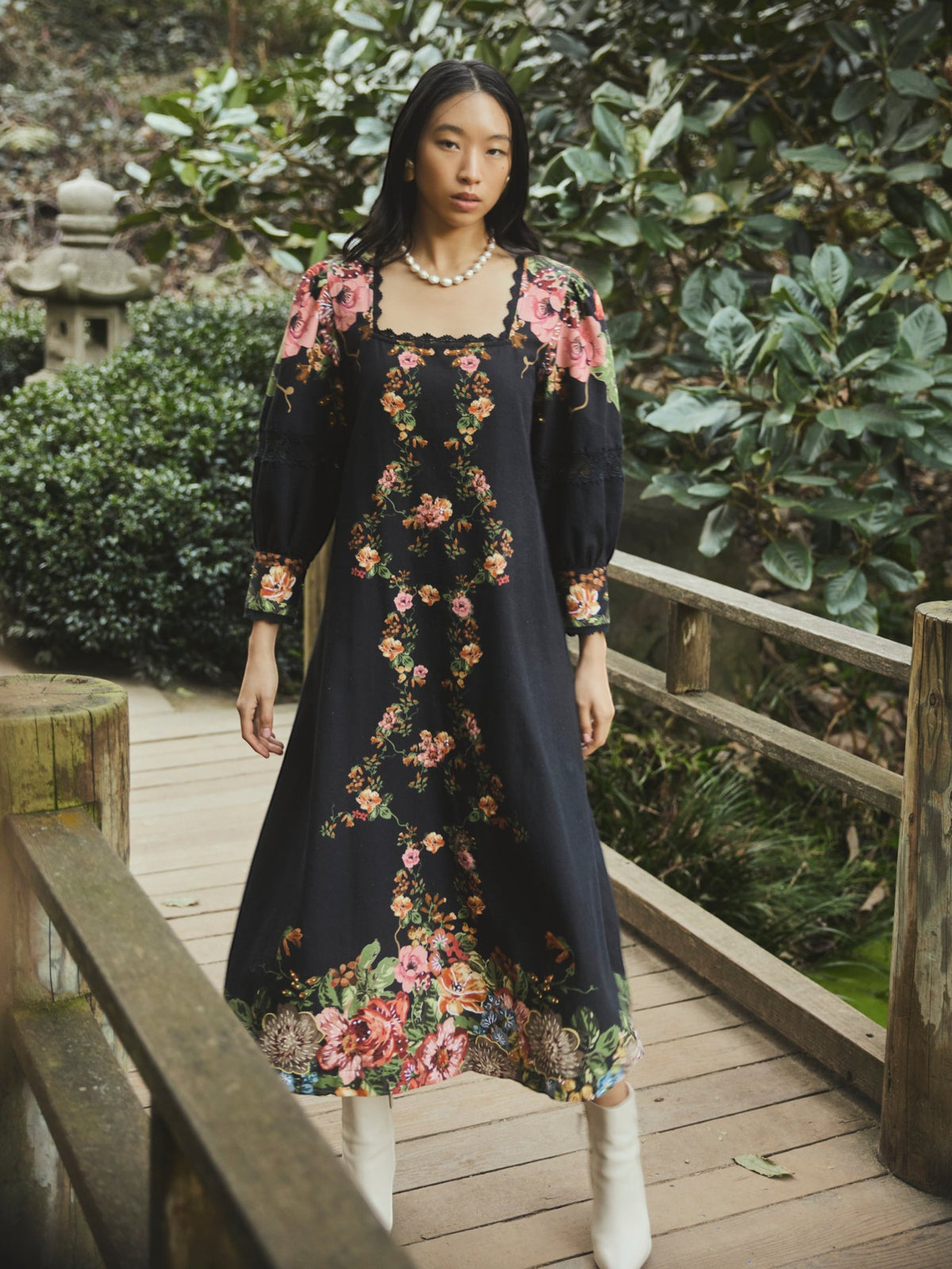 Tara Dress | Black Victorian Floral Tara Dress | Black Victorian Floral