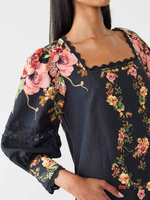 Tara Dress | Black Victorian Floral Tara Dress | Black Victorian Floral