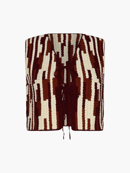 Anadara Crochet Vest | Brown/Ivory