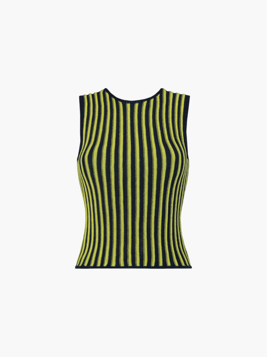 Marina Halter Top | Navy / Lime Green