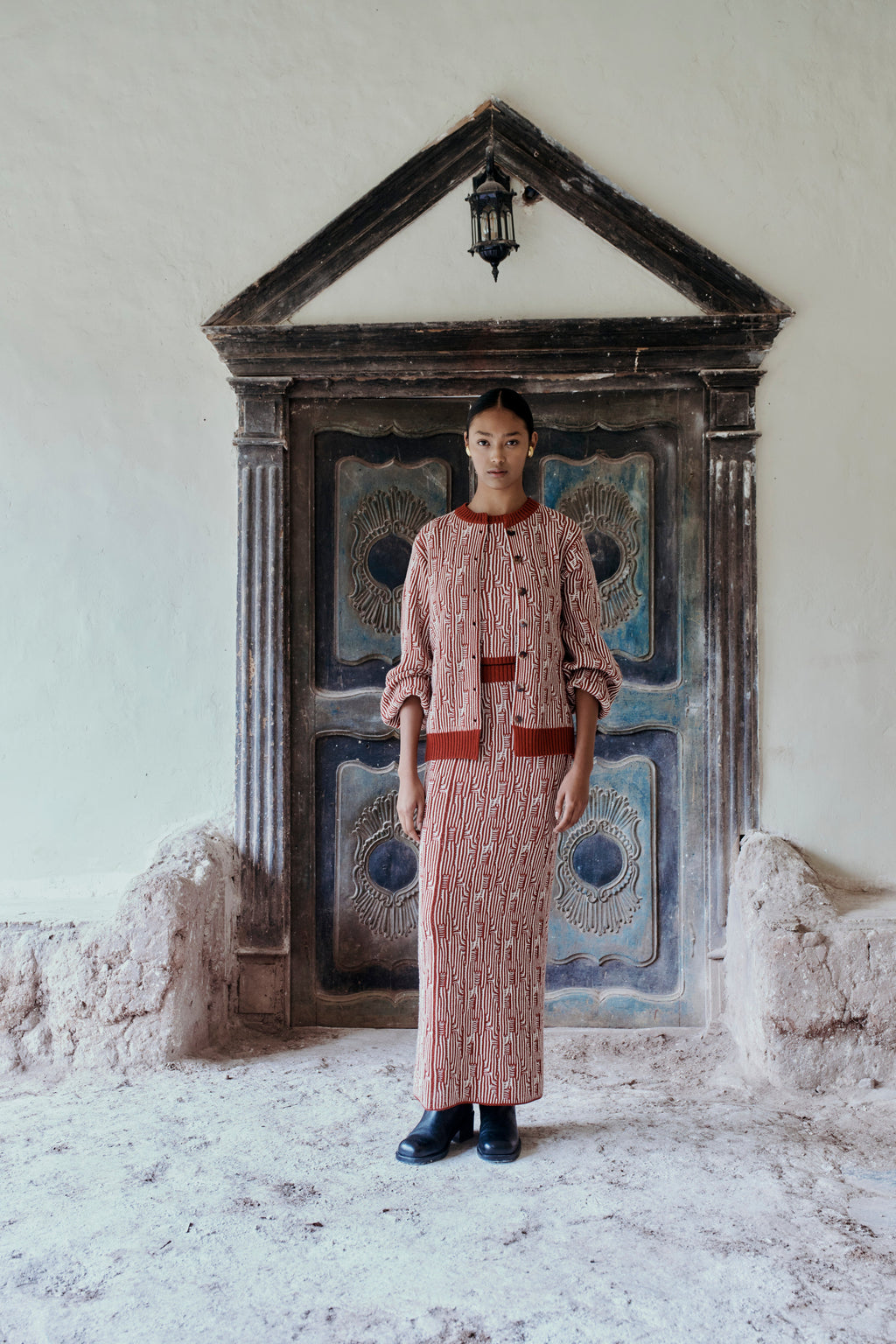 Tayta Maxi Skirt | Burgundy/Ivory