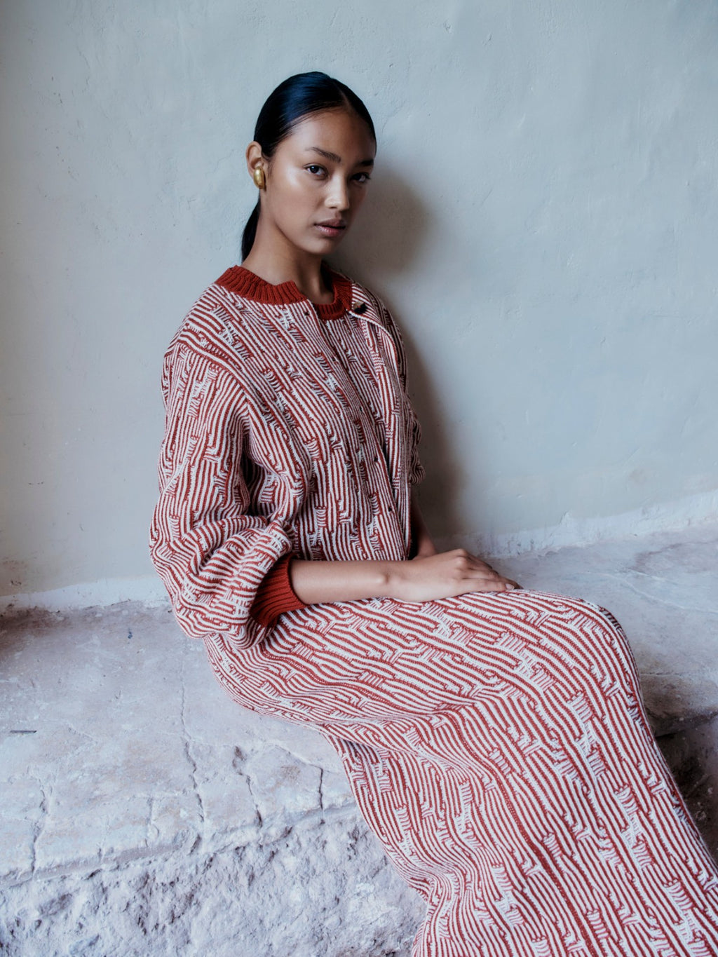 Tayta Maxi Skirt | Burgundy/Ivory