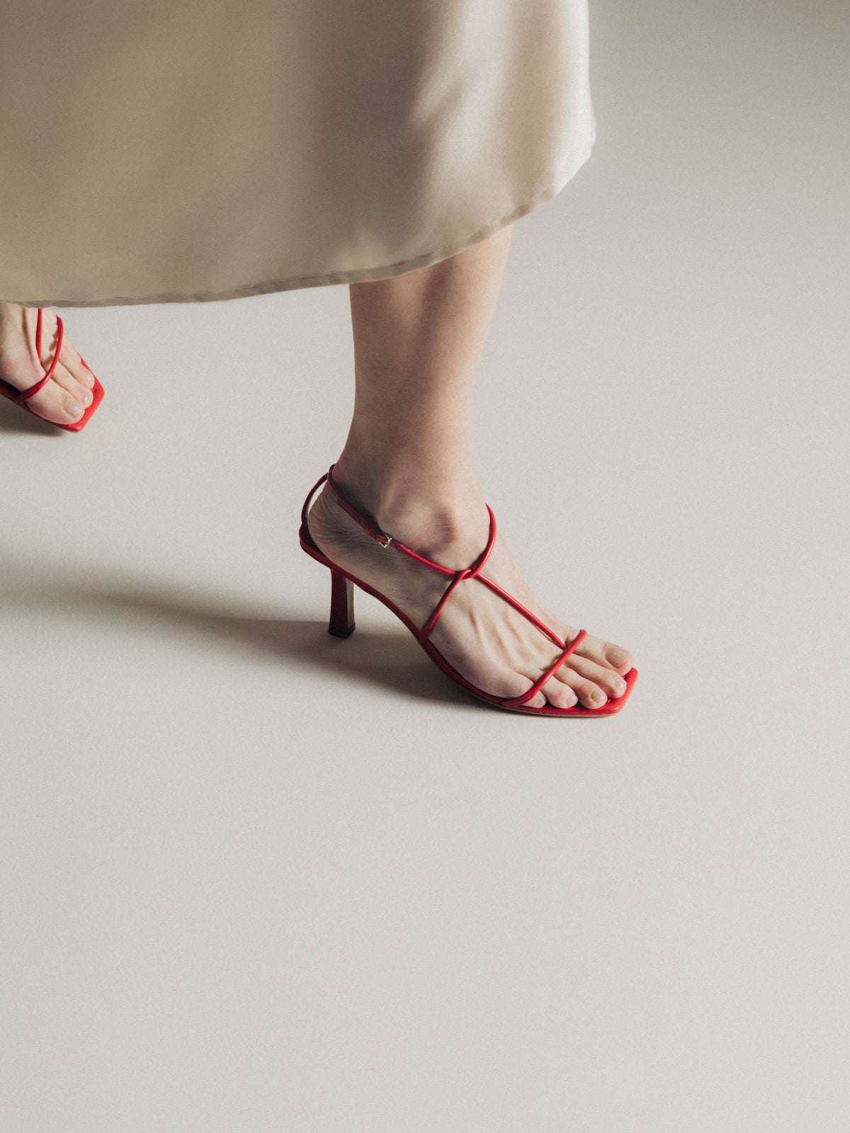 Goosyy Red Patent Studded High Heel Sandals