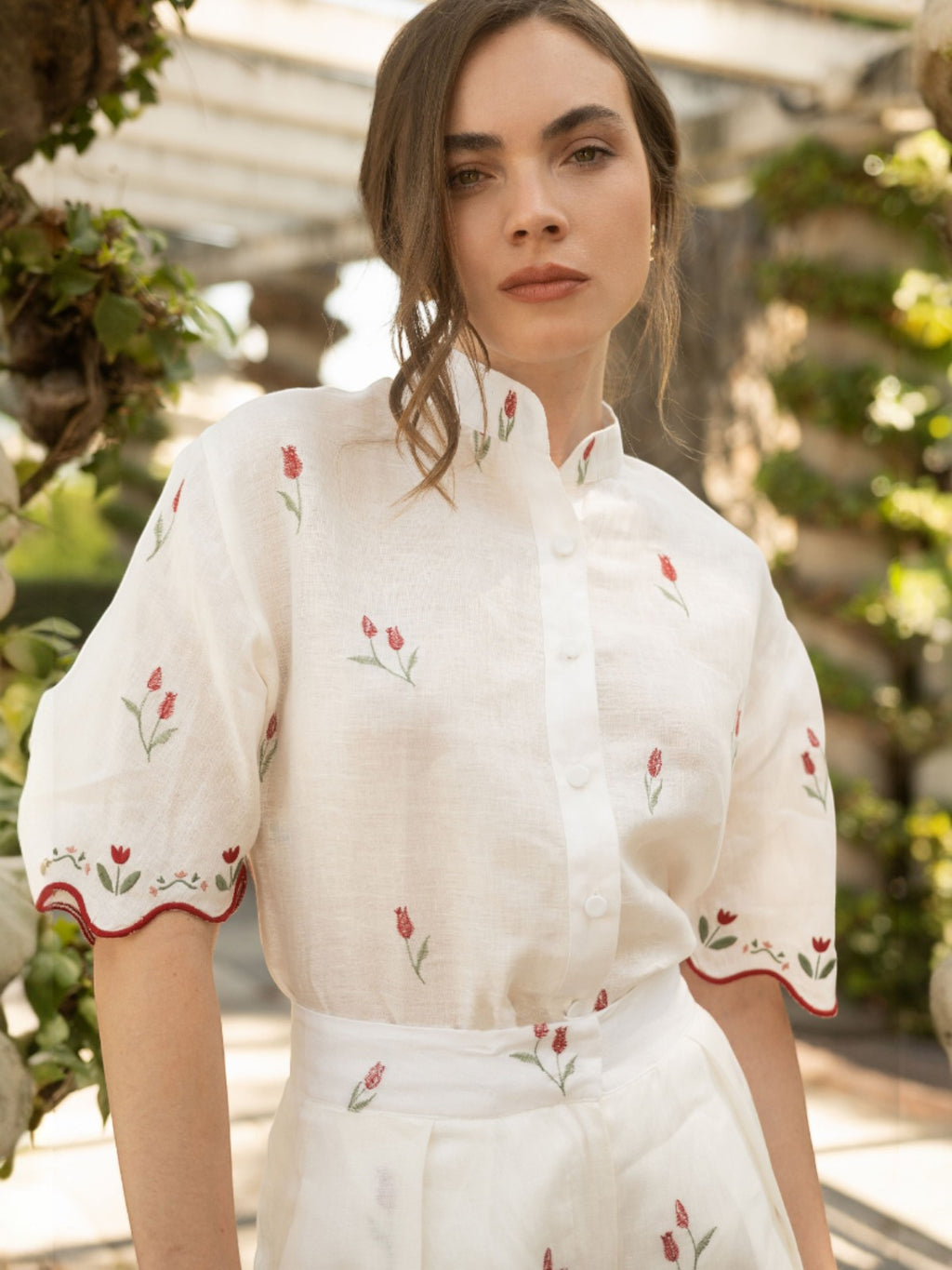 Lovely Tulip Short Sleeve Shirt | Ivory