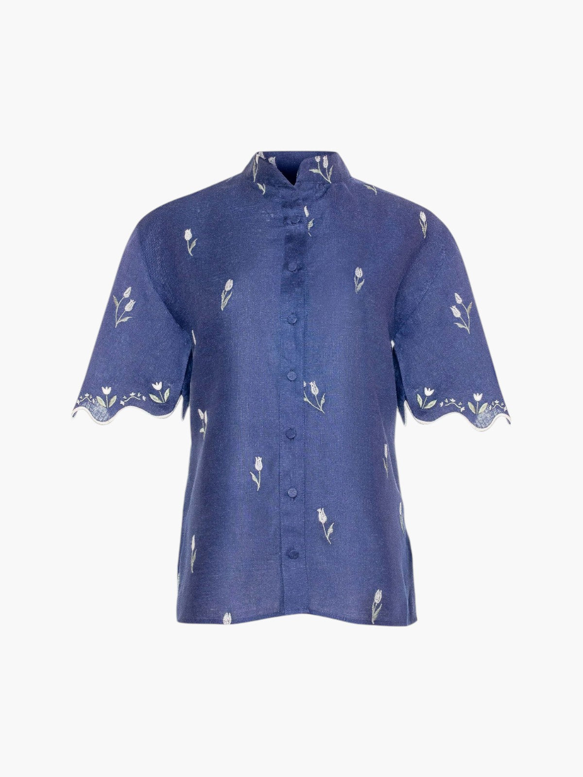 Lovely Tulip Short Sleeve Shirt | Navy