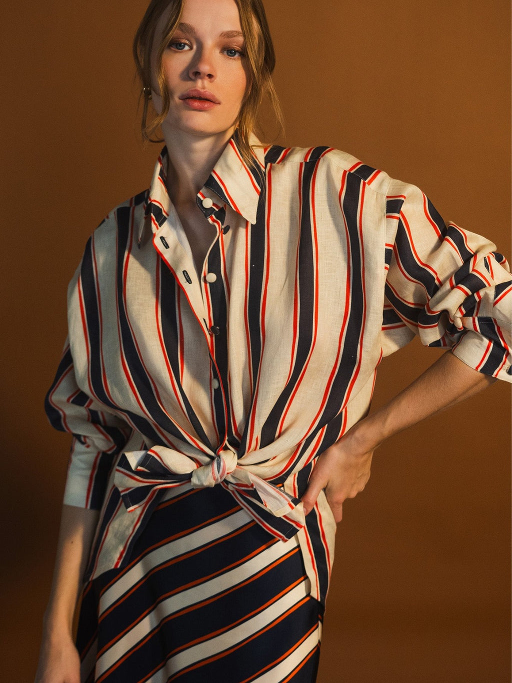 Marine Stripe Blouse | Caviar Midnight