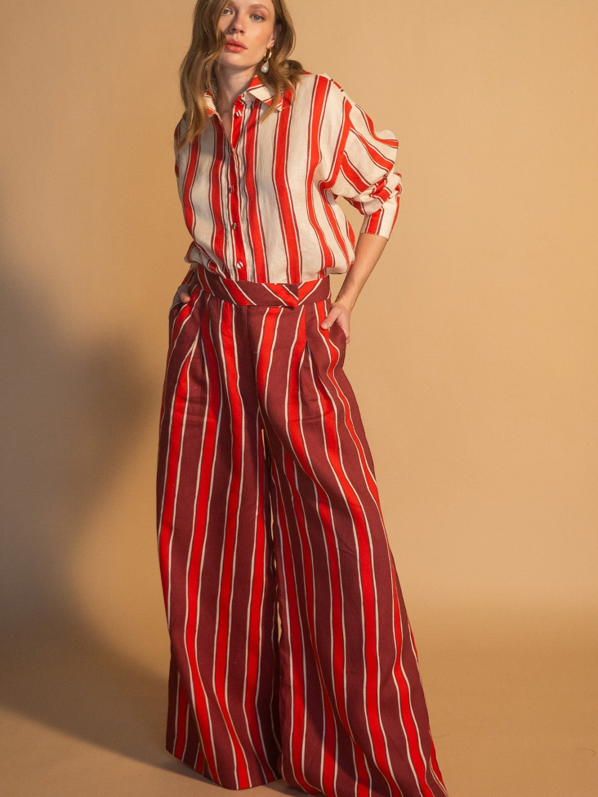 Marine Stripe Pant | Red Marine Stripe Pant | Red