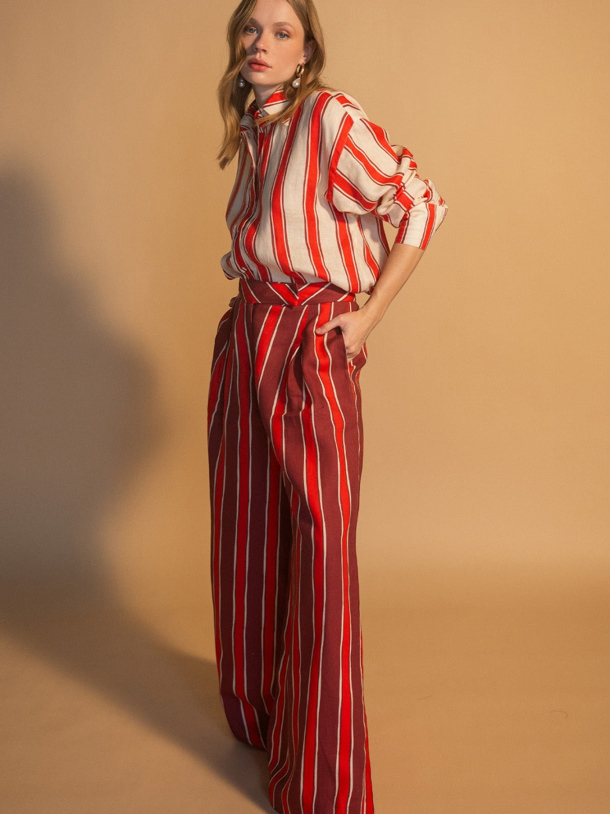 Marine Stripe Pant | Red Marine Stripe Pant | Red