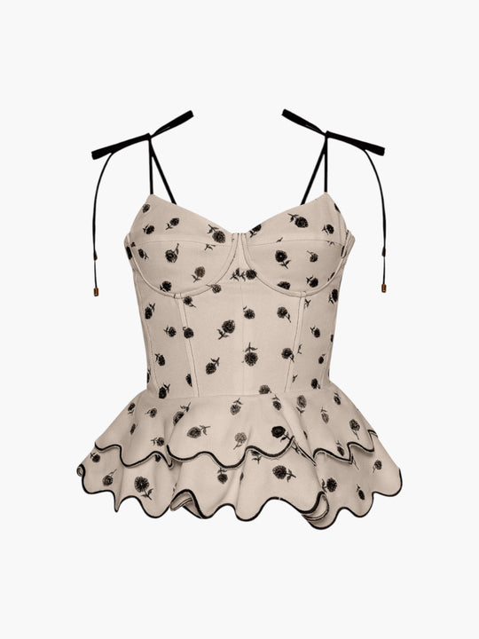 Rosita Peplum Top | Ivory Black