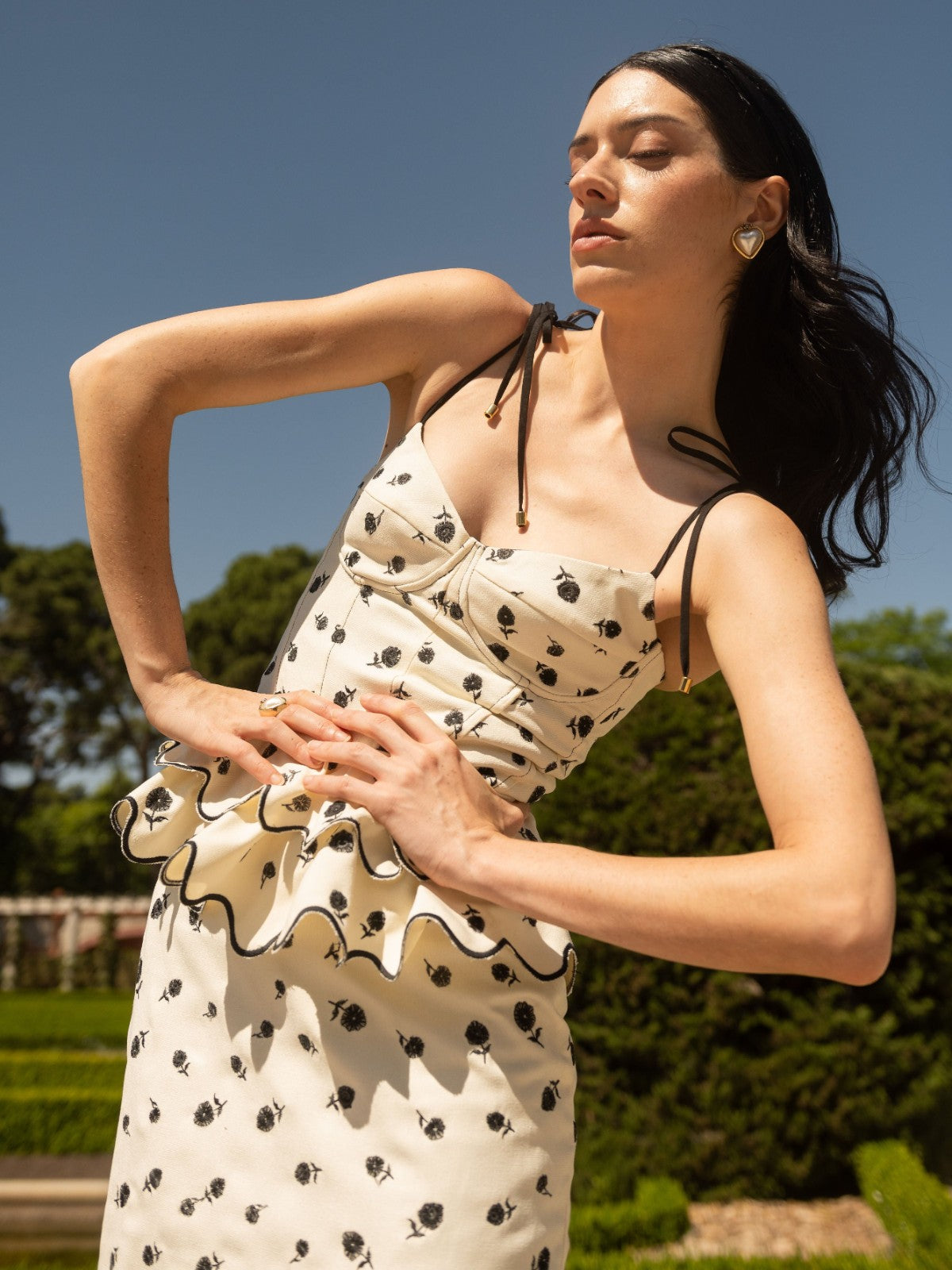 Rosita Peplum Top | Ivory Black Rosita Peplum Top | Ivory Black