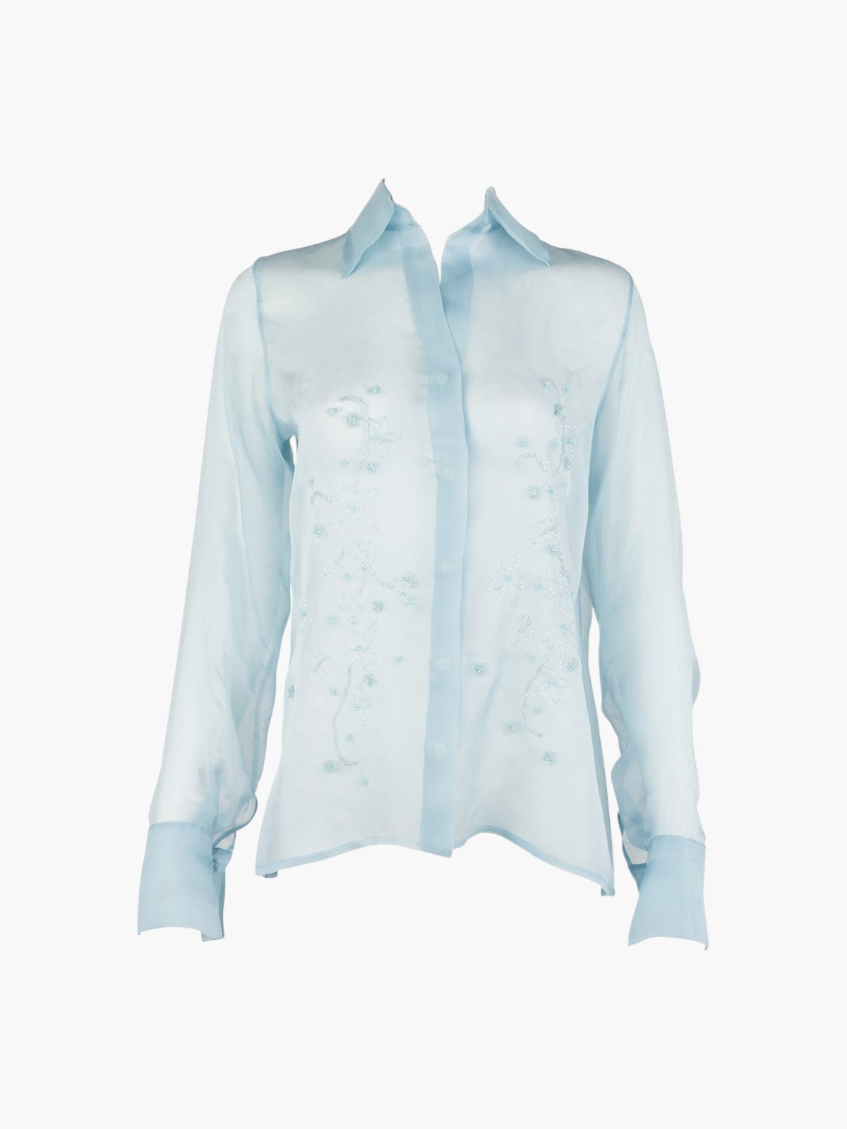 Aster Hand-Embroidered Organza Blouse | Blue Aster Hand-Embroidered Organza Blouse | Blue