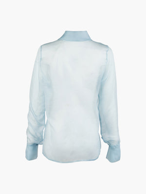 Aster Hand-Embroidered Organza Blouse | Blue Aster Hand-Embroidered Organza Blouse | Blue