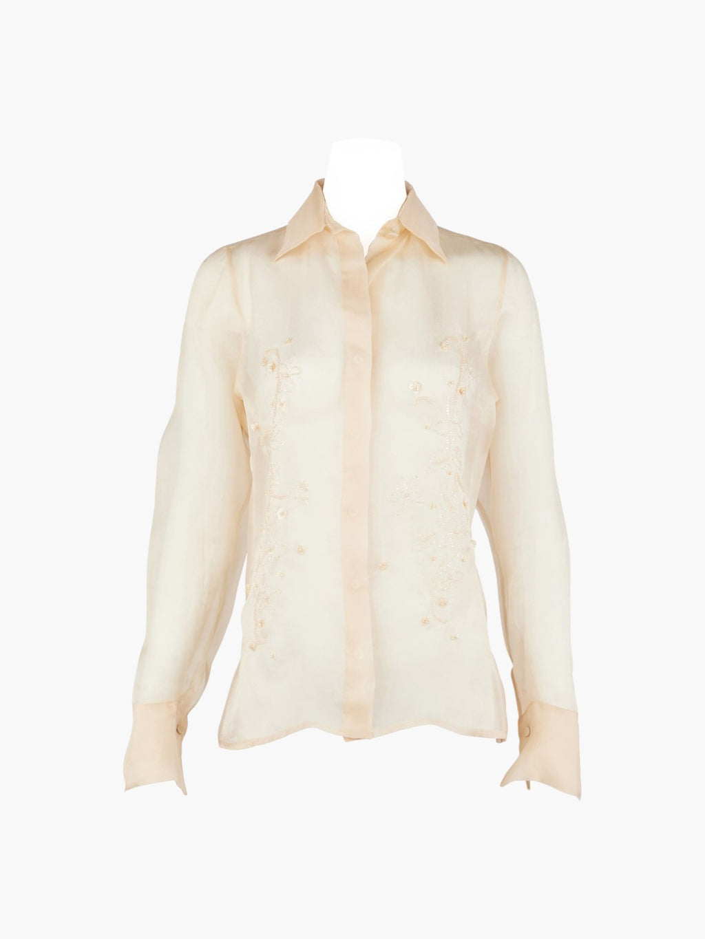 Aster Hand-Embroidered Organza Blouse | Champagne