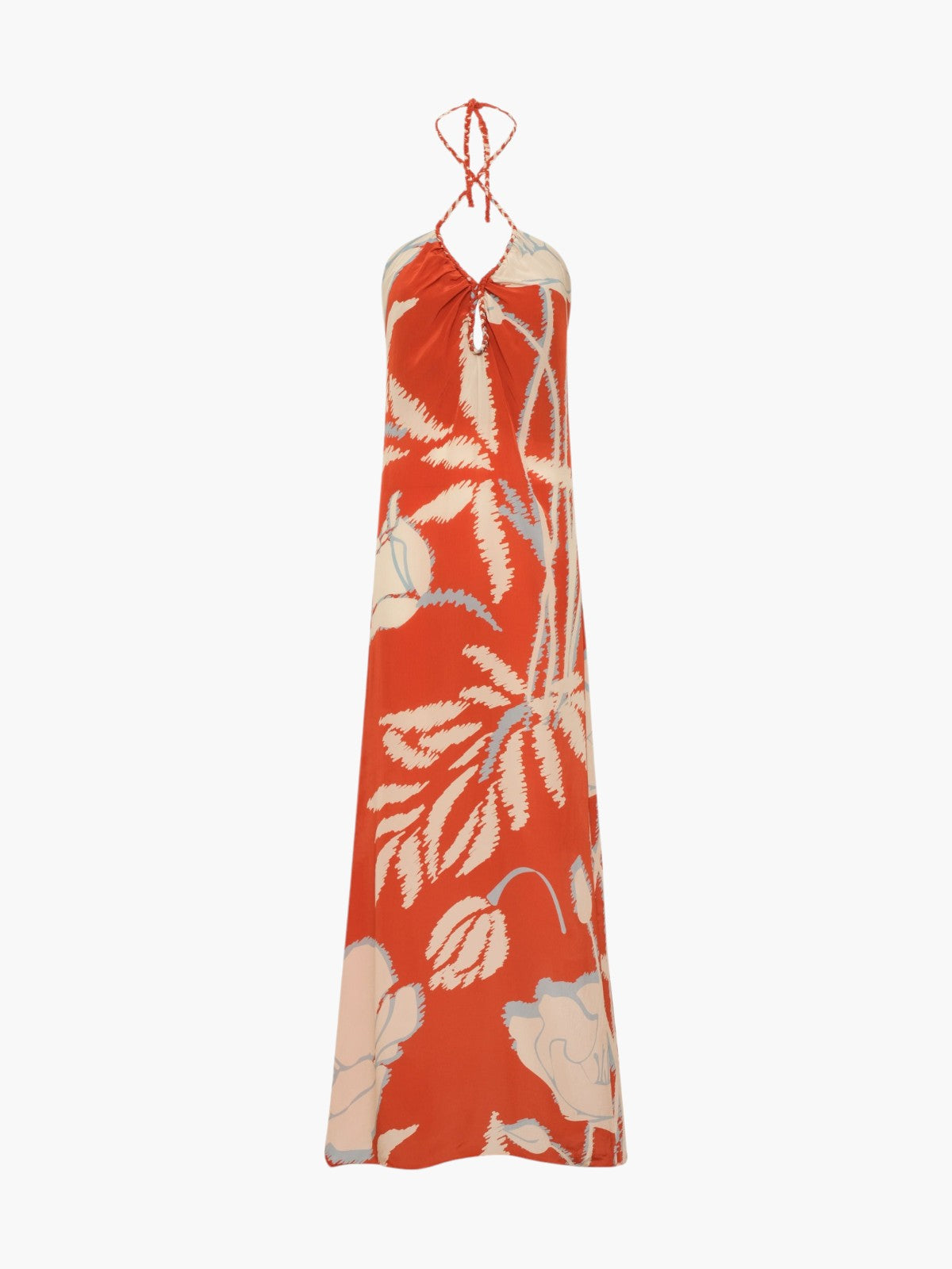 Amazonia Crepe Chine Maxi Dress | Orange Gladiolos Amazonia Crepe Chine Maxi Dress | Orange Gladiolos