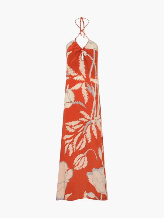 Amazonia Crepe Chine Maxi Dress | Orange Gladiolos