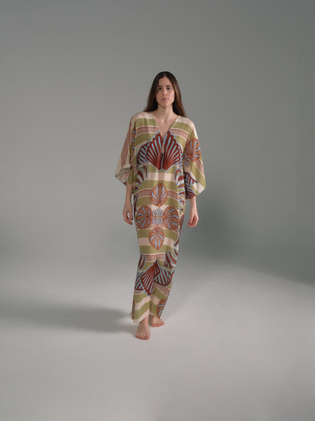 Andina Cotton Silk Tunic | Sage Ornament Stripes