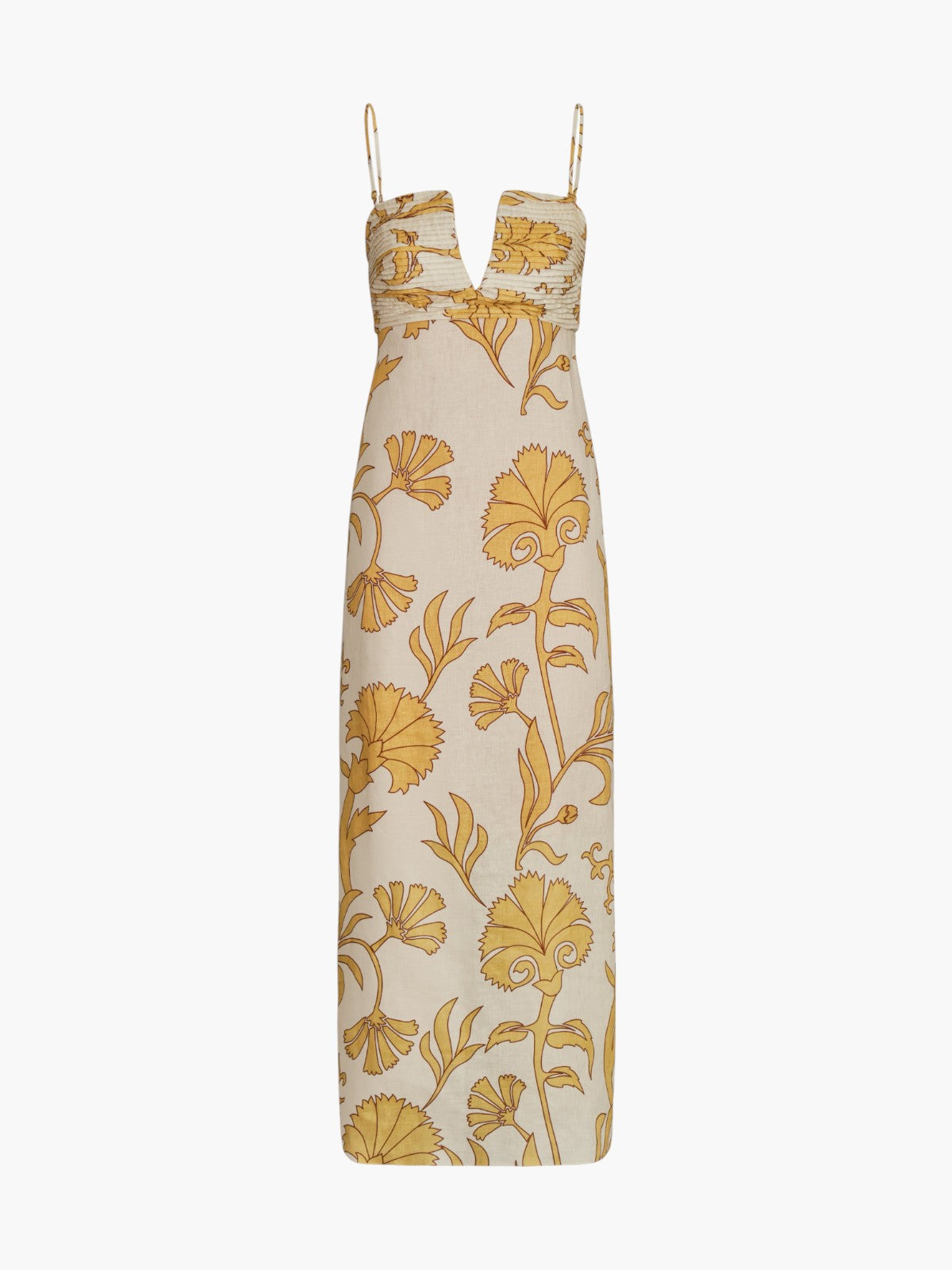 Antigüa Linen Midi Dress | Yellow Flowers Antigüa Linen Midi Dress | Yellow Flowers