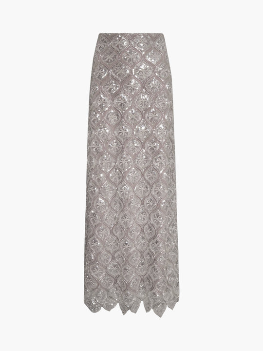 Carlota Palms Sequined Maxi Skirt | Silver