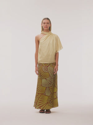 Carlota Satin Silk Maxi Skirt | Yellow Intricate Shells Carlota Satin Silk Maxi Skirt | Yellow Intricate Shells