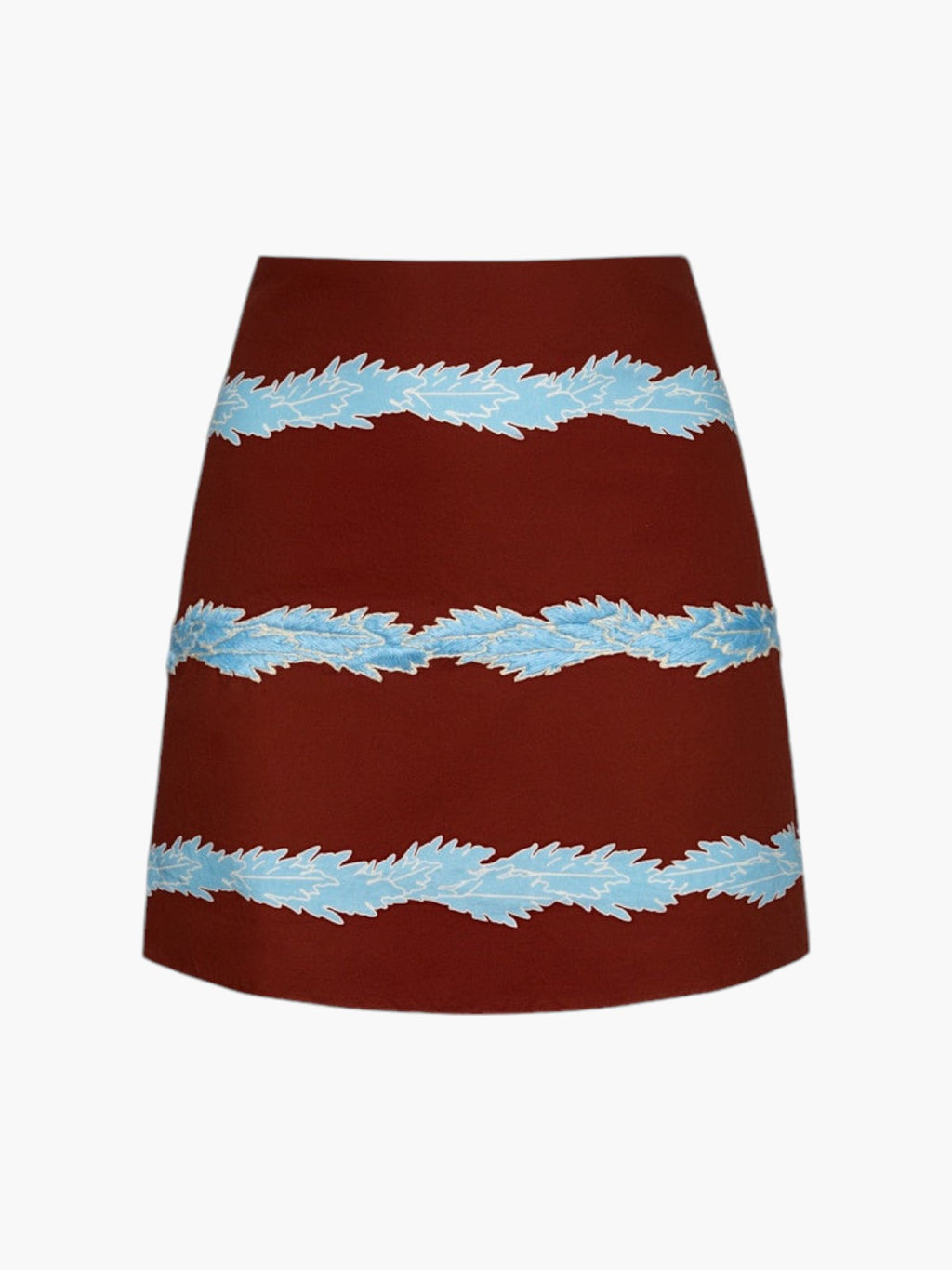 Carmelita Hand Embroidered Cotton Mini Skirt | Chocolate Striped Helechos