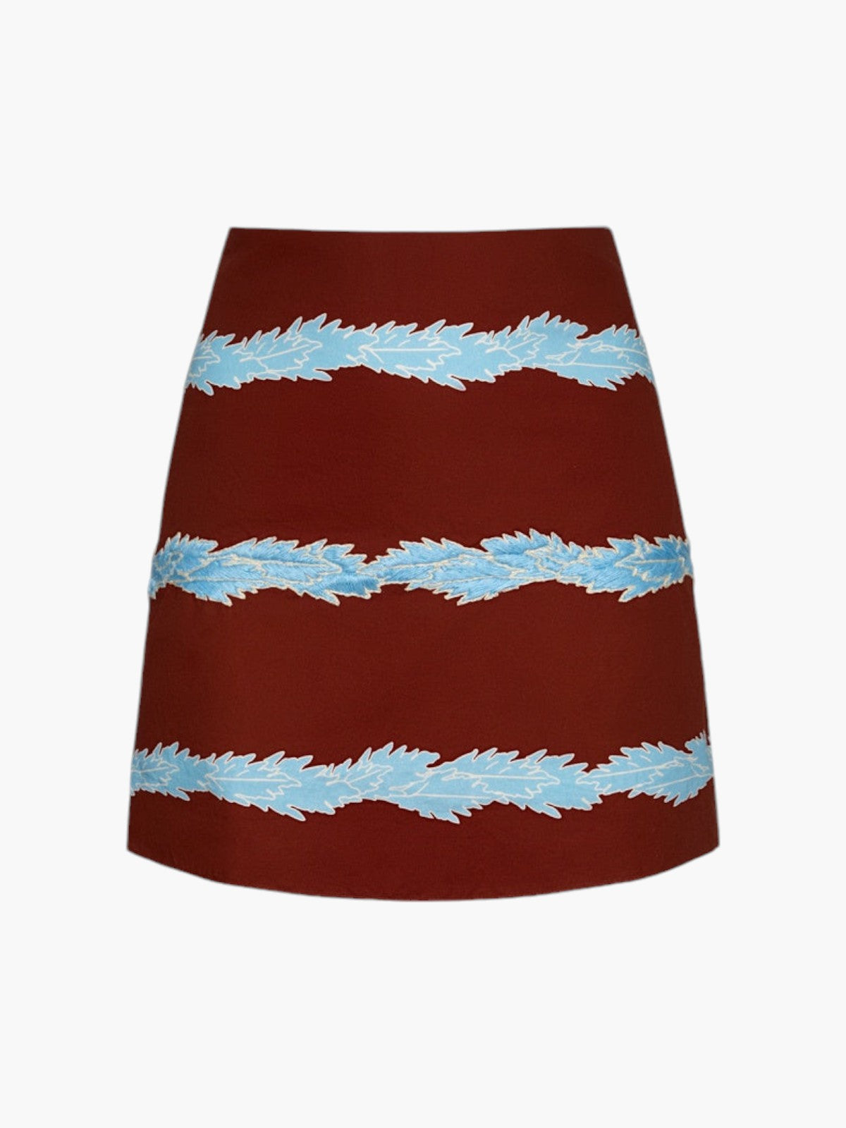 Carmelita Hand Embroidered Cotton Mini Skirt | Chocolate Striped Helechos Carmelita Hand Embroidered Cotton Mini Skirt | Chocolate Striped Helechos