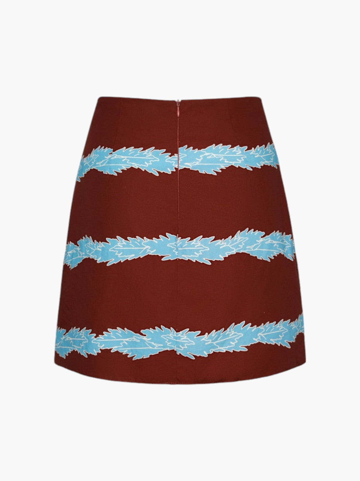 Carmelita Hand Embroidered Cotton Mini Skirt | Chocolate Striped Helechos Carmelita Hand Embroidered Cotton Mini Skirt | Chocolate Striped Helechos