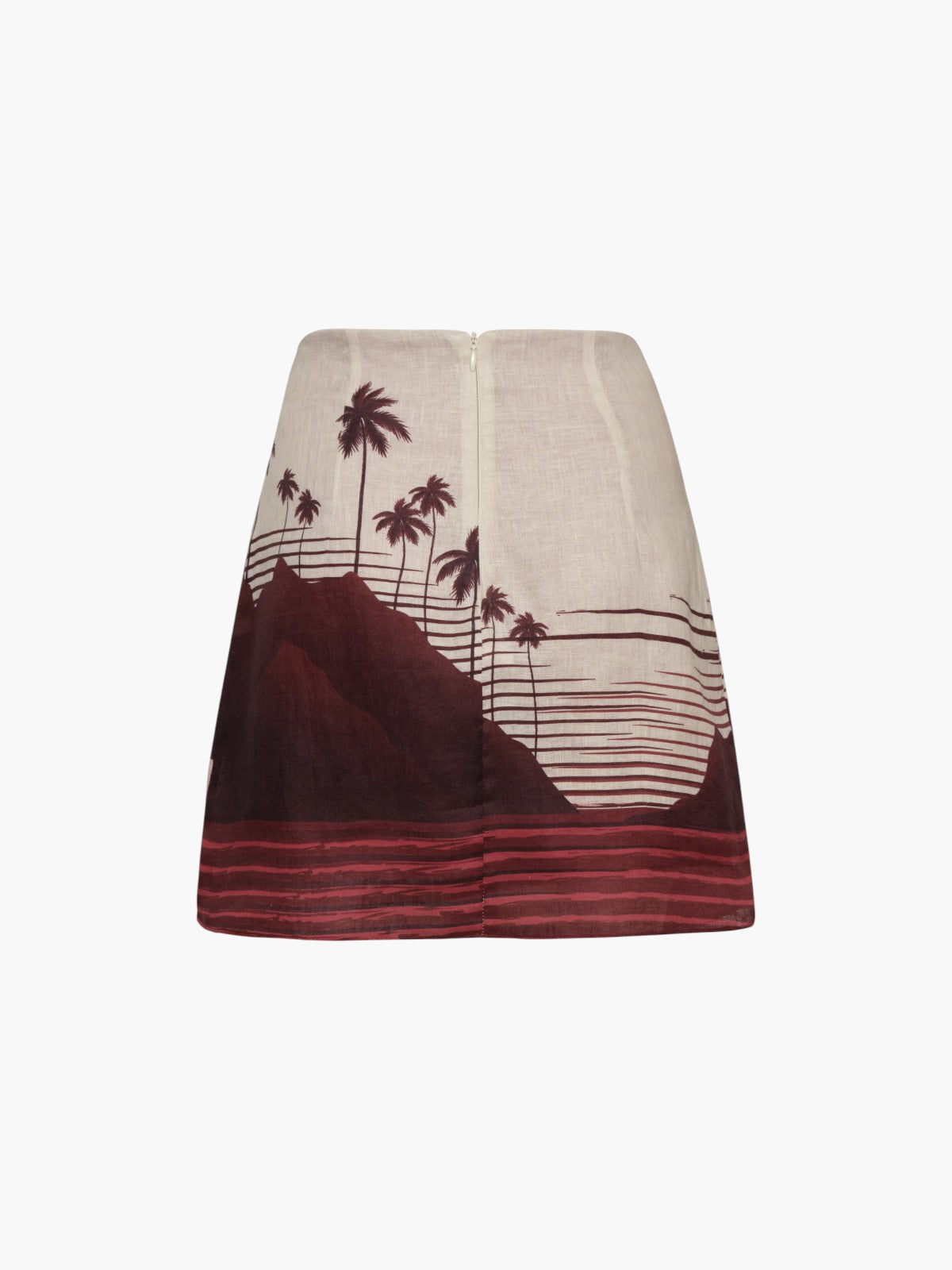 Carmelita Linen Mini Skirt | Red Tropical Landscape Carmelita Linen Mini Skirt | Red Tropical Landscape