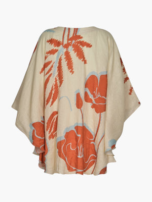 Cavalo Linen Cape | Ecru/Orange Gladiolos Cavalo Linen Cape | Ecru/Orange Gladiolos