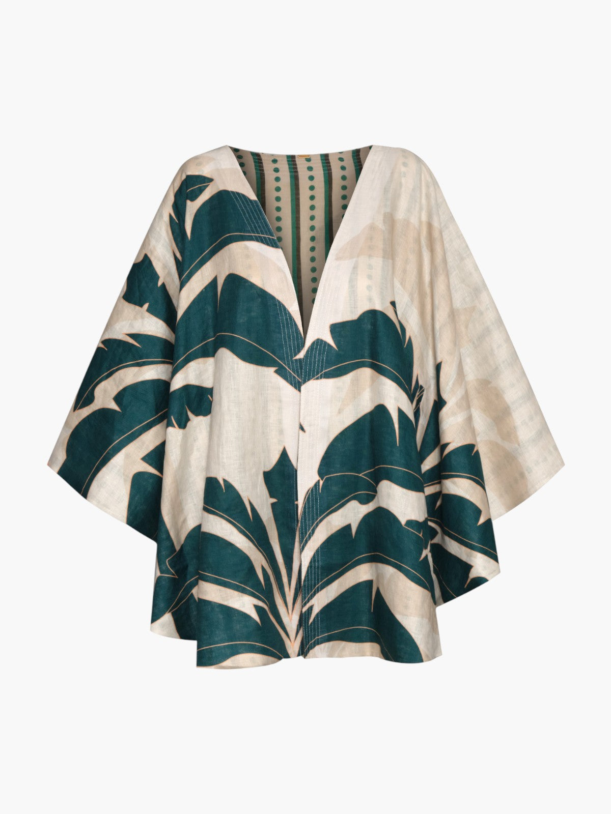 Cavalo Linen Poncho | Aquamarine Palms/Green Stripes Cavalo Linen Poncho | Aquamarine Palms/Green Stripes